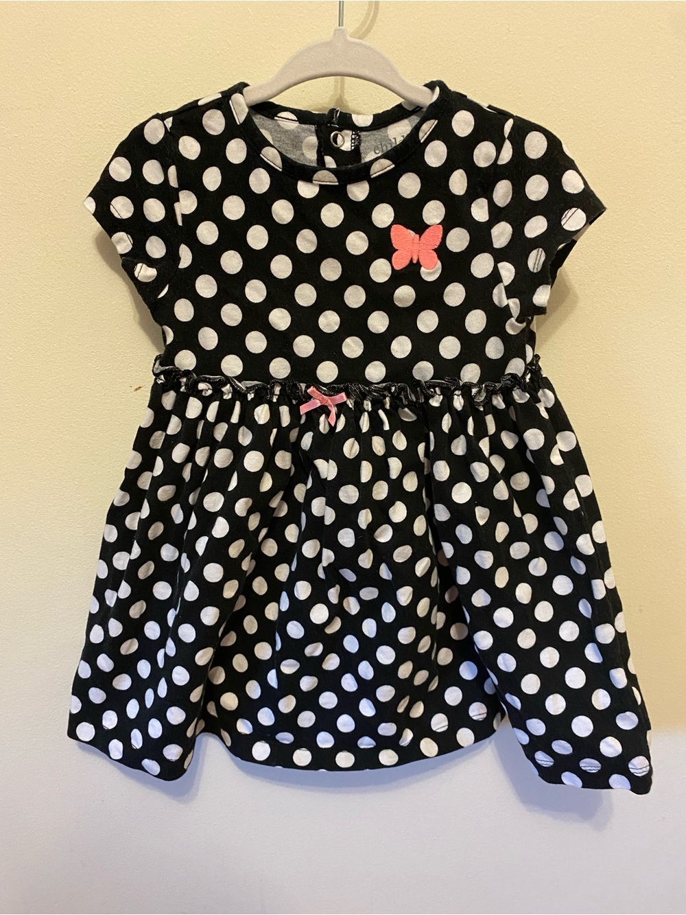 Child of Mine Carter’s black and white polka dot dress 24m pink butterfly